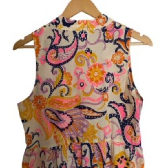 JB by Julie Brown NYC Kaylah Ivory Paisley Neon Tier Maxi Dress Large - Picture 5 of 5